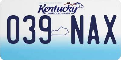 KY license plate 039NAX