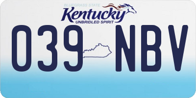 KY license plate 039NBV