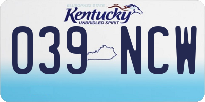 KY license plate 039NCW