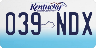 KY license plate 039NDX
