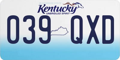 KY license plate 039QXD