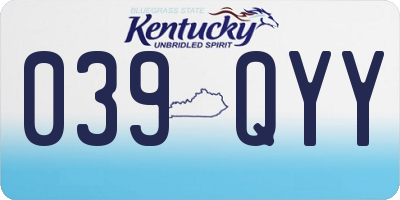 KY license plate 039QYY