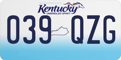 KY license plate 039QZG
