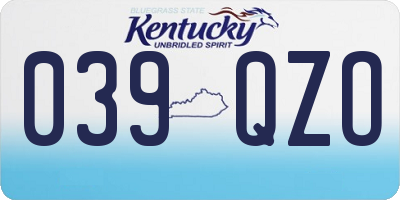 KY license plate 039QZO