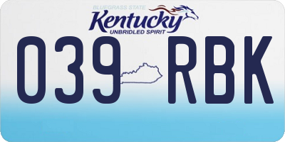 KY license plate 039RBK