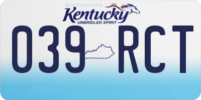 KY license plate 039RCT