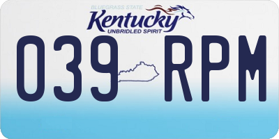 KY license plate 039RPM