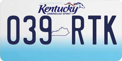 KY license plate 039RTK