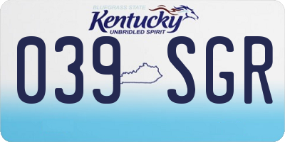KY license plate 039SGR