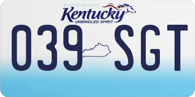 KY license plate 039SGT