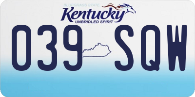 KY license plate 039SQW