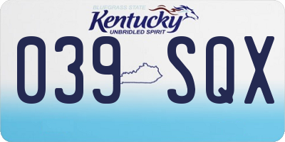 KY license plate 039SQX