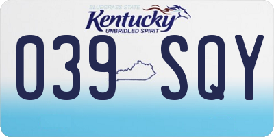 KY license plate 039SQY