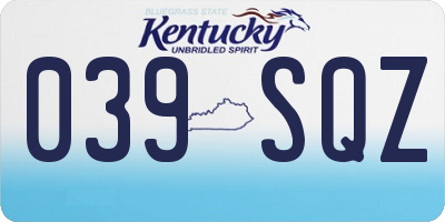 KY license plate 039SQZ