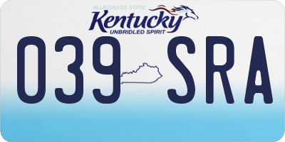 KY license plate 039SRA
