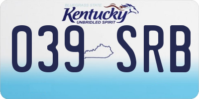 KY license plate 039SRB