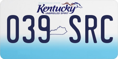 KY license plate 039SRC