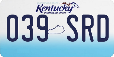 KY license plate 039SRD
