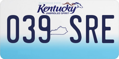KY license plate 039SRE