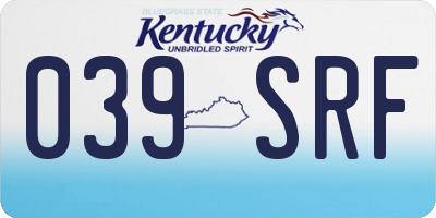 KY license plate 039SRF