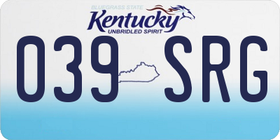KY license plate 039SRG