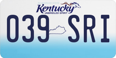 KY license plate 039SRI