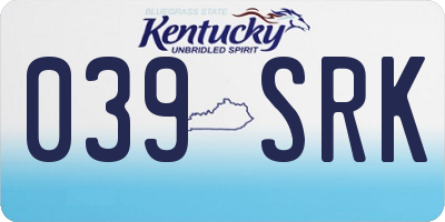 KY license plate 039SRK