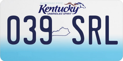 KY license plate 039SRL
