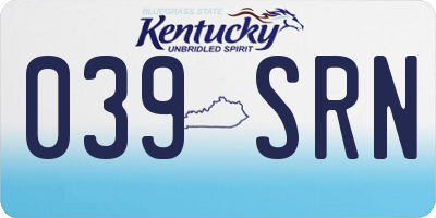 KY license plate 039SRN