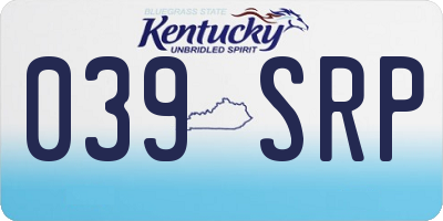KY license plate 039SRP