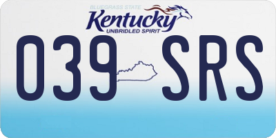 KY license plate 039SRS