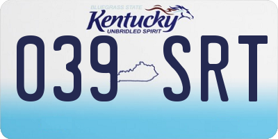 KY license plate 039SRT