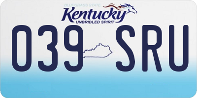 KY license plate 039SRU