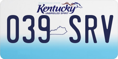 KY license plate 039SRV