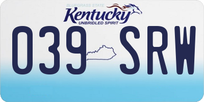 KY license plate 039SRW
