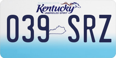 KY license plate 039SRZ