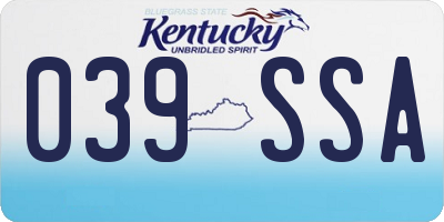 KY license plate 039SSA