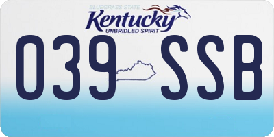 KY license plate 039SSB