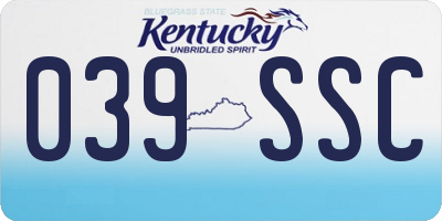 KY license plate 039SSC