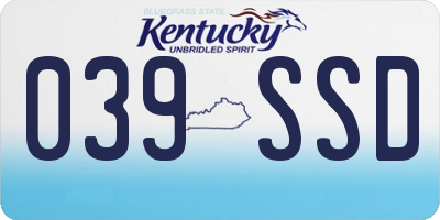 KY license plate 039SSD