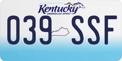 KY license plate 039SSF