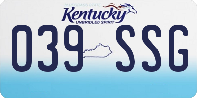 KY license plate 039SSG