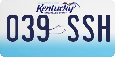KY license plate 039SSH