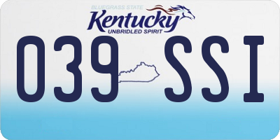 KY license plate 039SSI