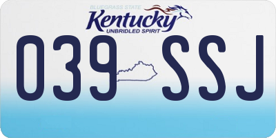 KY license plate 039SSJ