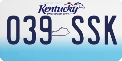 KY license plate 039SSK
