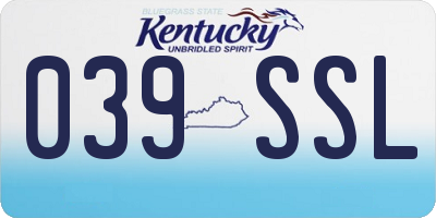 KY license plate 039SSL