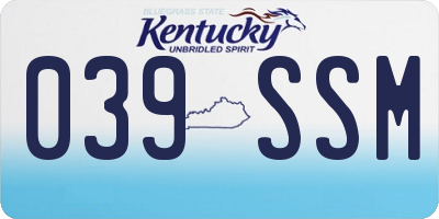 KY license plate 039SSM