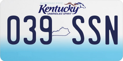 KY license plate 039SSN