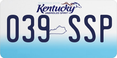 KY license plate 039SSP